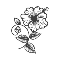 Hibiscus Silhouette Decoration - Bold Monochrome Design
