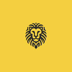 Abstract lion head logo in sleek and simple minimalist line art style.
