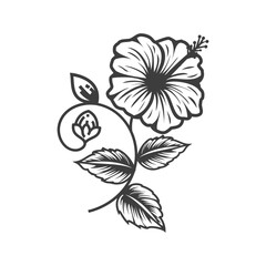 Hibiscus One-Line Art - Minimalist Hand-Drawn Flower
