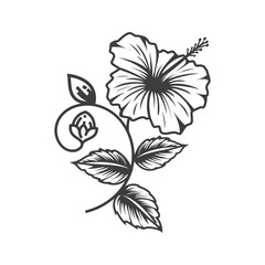 Minimal Hibiscus Outline - Simple Flower Line Art
