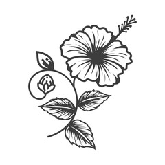 Minimalist Hibiscus Line Art - Simple Flower Vector Design
