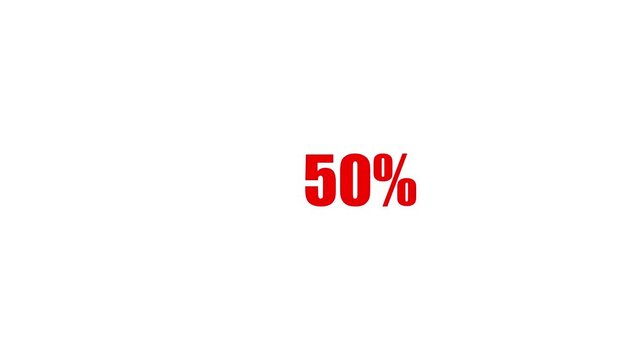loading percentage text on white background, representing halfway progress, buffering, or update installation status, perfect for, apps, websites, and digital loading screens.