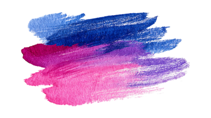 Pink and purple watercolor brush strokes on transparent background.