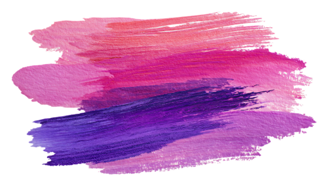 Pink and purple watercolor brush strokes on transparent background. - Powered by Adobe