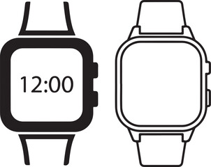 Smartwatch icons showing the time, vector illustration