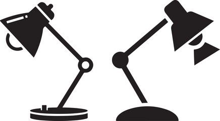 Desk lamps, black and white illustration, minimalist design