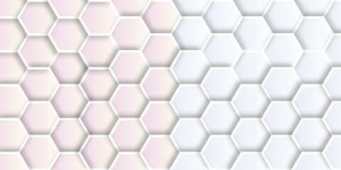 Fototapeta premium Abstract gradient hexagon digital technology background. Vectors abstract graphic design banner. 3D Futuristic abstract honeycomb mosaic white background. geometric mesh cell texture. 