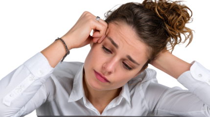 Weariness in the Midst: A tired woman, weary from her work and burdens of the day, reflects with a somber mood.