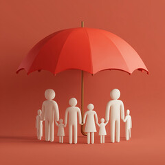 Group of people under umbrellas in the rain symbolizing protection and safety