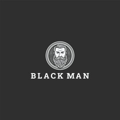 Fototapeta premium Vintage black man logo with detailed artistic style.