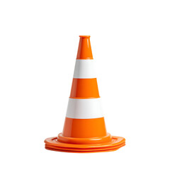 Orange Traffic Cone with White Stripes on transparent background.