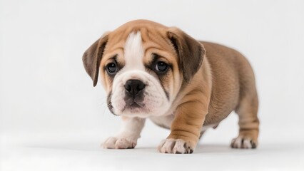Obraz premium Adorable English Bulldog puppy standing on a clean white background