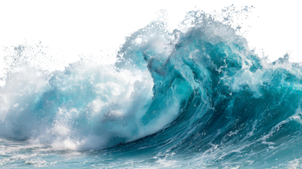 Powerful Ocean Wave Splash on transparent background.
