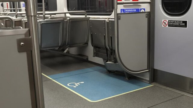 Disabled Area On Empty Subway Car In Motion
