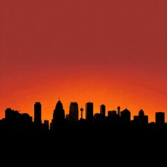 Silhouette of an iconic city skyline at sunset." -