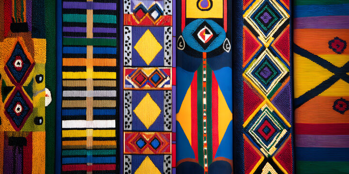 Colorful Ndebele art patterns on South African textile, South Africa, Ndebele, art, pattern, colorful, vibrant