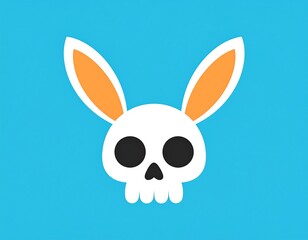 Obraz premium A whimsical juxtaposition: Bunny ears adorning a skull, a surreal and playful image