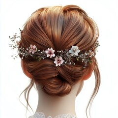 Women hair do party ceremony style professional, isolated white