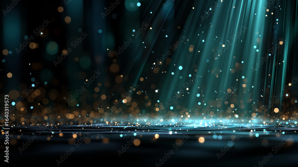 Wall mural illuminated sparks in a theatrical setting: a mesmerizing display of particles dances in the spotlig