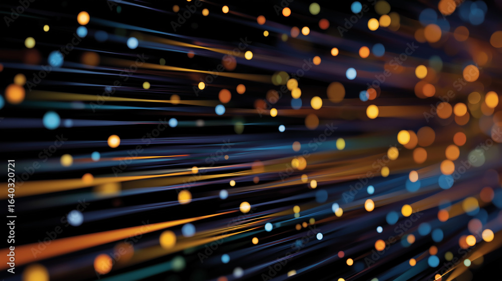 Wall mural dynamic digital network: a captivating visual symphony of illuminated particles and streaks, evoking