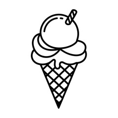 ice cream cone illustration vector style coloring page 
