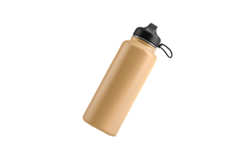 Reusable Water Bottle in Tan Color on Black Background Promoting Hydration and Sustainable Lifestyle Choices For Athletes and Active People