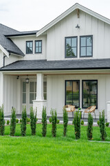 Entrance of luxury house in summer with nice landscape in Vancouver, Canada, North America. Day time on August 2025