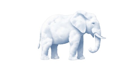 Obraz premium An artistic rendering of a large white elephant with tusks, standing in profile and isolated on a white background.