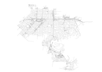 Vector highway map of West Covina with detailed road network
