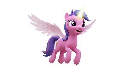 Fototapeta premium Pink flying horse illustration