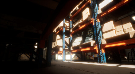 Fototapeta premium 倉庫 光を抱く倉庫