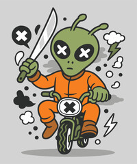 Cartoon Minibike Alien