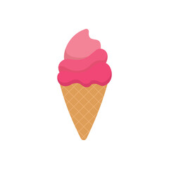 Sweet Ice Cream Cone with a Swirl of Pink Frosting