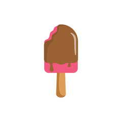A Delicious Pink Ice Cream Bar Dipped in Brown Chocolate Coating