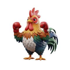 A Fierce Cartoon Rooster Wearing Boxing Gloves Ready For An Intense Fight