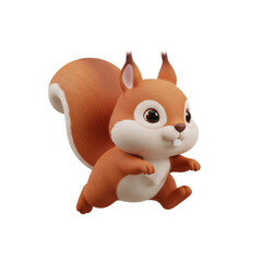 Fototapeta premium Cute Squirrel Cartoon Character Running On A Transparent Background For Kids