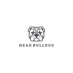 Obraz premium Head bulldog logo with a tough and bold style for strong brand identity.