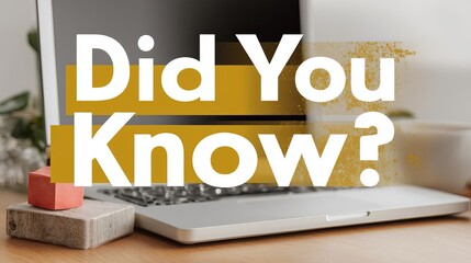 Close-up of a laptop with a Text Did you know? overlay in a modern office setting.