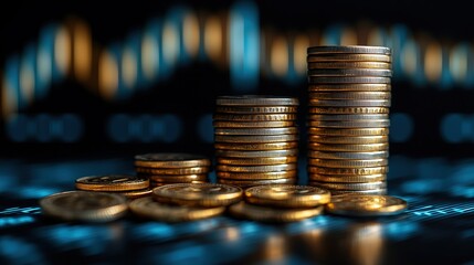 Gold and Silver Coin Stacks on Financial Chart, Signifying Wealth Management