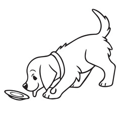 Dog Illustration in CMYK with Helvetica and Courier Fonts for Graphic Design