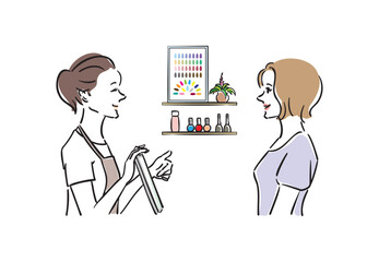 ネイルサロンでカウンセリングを受ける女性
