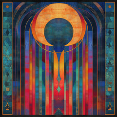 Astrology-inspired tarot card illustration, Abstract_Tarot_card_design_of_The_Moon
