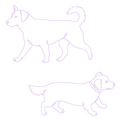 walking dog minimal lineart illustration