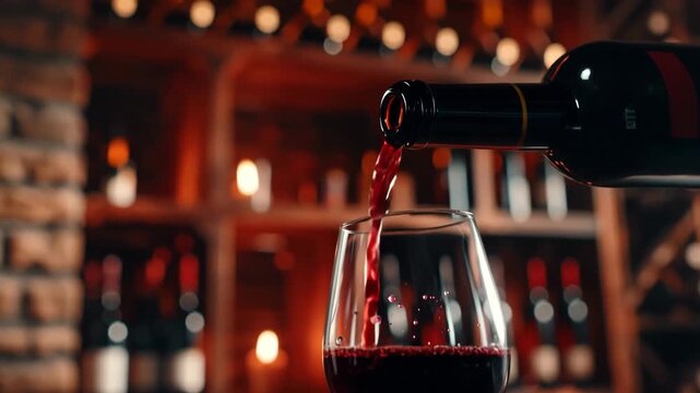Ultra-Realistic Cinematic Video of Red Wine Being Poured in a Crystal Glass &ndash; Perfect for International Wine Day, National Wine Day, and World Food Day Celebrations