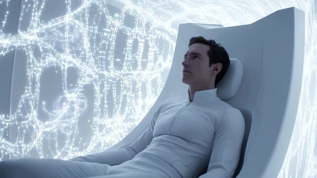Futuristic Cinematic Scene of a Humanoid Android Upgrading Core Data &ndash; Perfect for World Telecommunication Day, World Creativity and Innovation Day, and AI Appreciation Day