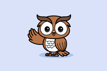 Cute Cartoon Owl Waving