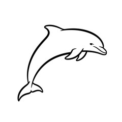 Obraz premium Elegant Line Art Drawing of a Leaping Dolphin.