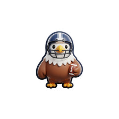 Eagle Cartoon Character In Football Helmet Holding A Ball On A Transparent Background
