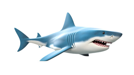 Naklejka premium Cartoon shark with sharp teeth on a transparent background