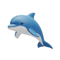 Fototapeta premium Cheerful Blue Dolphin Leaping Happily On A transparent Background Rendered In 3D